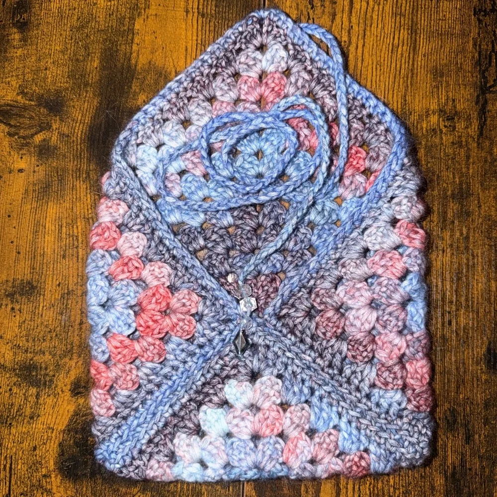 Multicolor Crochet Pouch for kindle or E-reader or small book